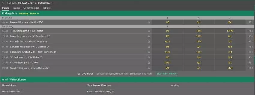GB-wettquoten lesen und schreiben