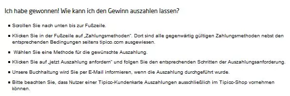 Ausschnitt aus FAQ-Bereich von Tipico