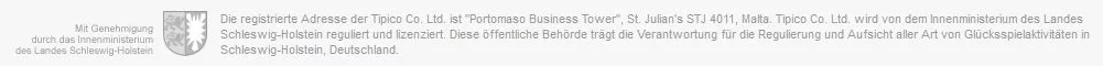 Schleswig-holsteinische Wettlizenz im Footer der Tipico-Webseite.