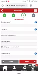 Tipwin Bonus Registrierung Schritt 3
