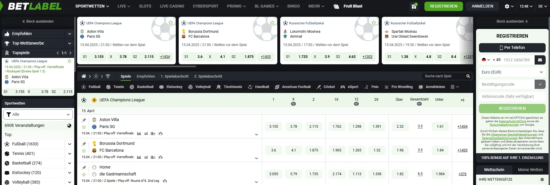 Betlabel Sportwetten