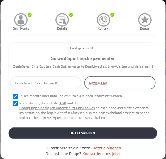 NetBet Bonus Code