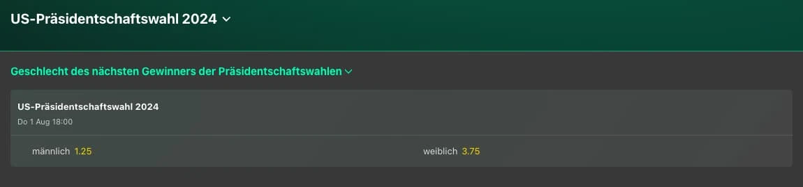 Welches Geschlecht hat der nächste US Präsident? Quoten